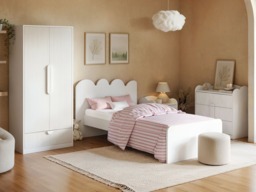 Flair Calista Ribbed Cloud Headboard Single Bed White - thumbnail 3