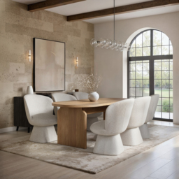 SOLACE+CO Varm Ribbed Oval Dining Table with Aiko Chairs Set of 6