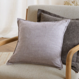 Yard Truro Striped Cotton Feather Filled Cushion-Chocolate - thumbnail 1