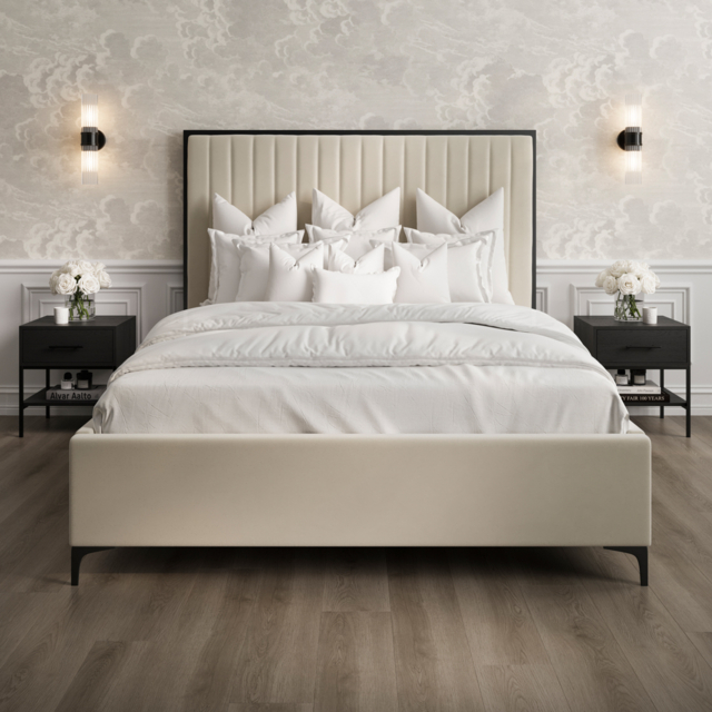 LPD Berkeley Velvet Bed Cream -Double - image 1