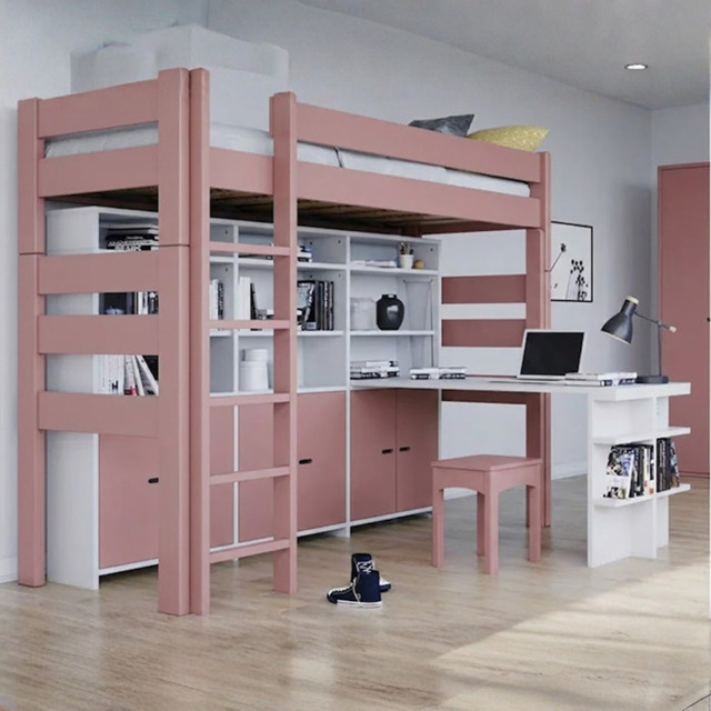 Mathy by Bols Dominique 186 Highsleeper with Bookcase-Winter Pink - image 1