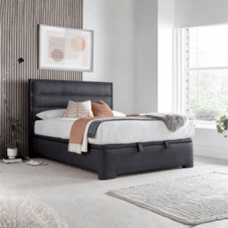 Kaydian Kirkby Fabric Upholstered Ottoman Storage Bed Slate - Double - thumbnail 1