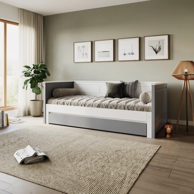 Noomi Erika Guest Bed  Grey and White with Drawer (FSC-Certified) - image 1