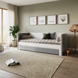 Noomi Erika Guest Bed  Grey and White with Drawer (FSC-Certified) - thumbnail 1