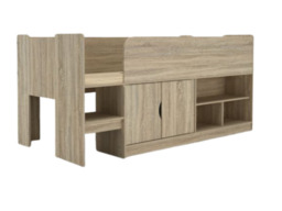 Kidsaw Kudl Single Mid Sleeper Bed with Cupboard Oak - thumbnail 6