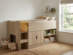 Kidsaw Kudl Single Mid Sleeper Bed with Cupboard Oak - thumbnail 2