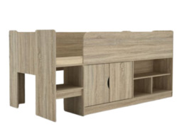 Kidsaw Kudl Single Mid Sleeper Bed with Cupboard Oak - thumbnail 4