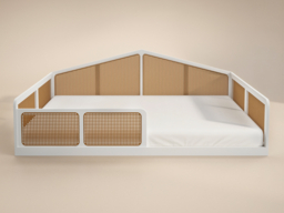 Flair Julian Small Double Montessori Bed with Rattan Panels White - thumbnail 3