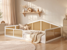 Flair Julian Small Double Montessori Bed with Rattan Panels White - thumbnail 2
