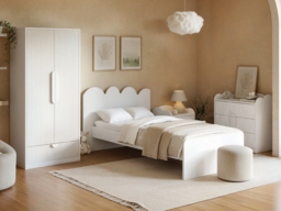 Flair Calista 2 Drawer Cloud Detail Ribbed Bedside Table White - thumbnail 3