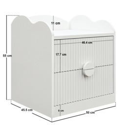 Flair Calista 2 Drawer Cloud Detail Ribbed Bedside Table White - thumbnail 6