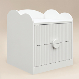 Flair Calista 2 Drawer Cloud Detail Ribbed Bedside Table White - thumbnail 4