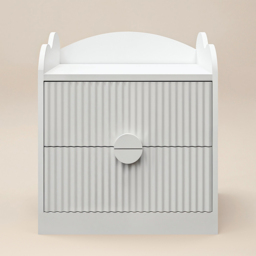 Flair Calista 2 Drawer Cloud Detail Ribbed Bedside Table White - thumbnail 5
