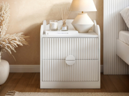 Flair Calista 2 Drawer Cloud Detail Ribbed Bedside Table White - thumbnail 2