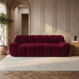 SOLACE+CO Macy Large 3 Seater Sofa Burgundy Velvet