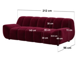 SOLACE+CO Macy Large 3 Seater Sofa Burgundy Velvet - thumbnail 6