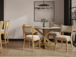 LPD Maggie Dining Chair Frost Umber Woven Fabric Wood Frame - thumbnail 2