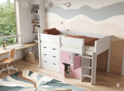 Flair Loop Mid Sleeper Bed Full Set With Doors White 4 White Doors - thumbnail 5