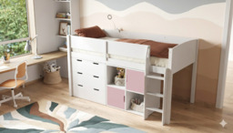 Flair Loop Mid Sleeper Bed Full Set With Doors White 4 White Doors - thumbnail 2