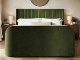 Flair Fallon TV Side Lift Ottoman Bed Green Velvet Kingsize - thumbnail 4