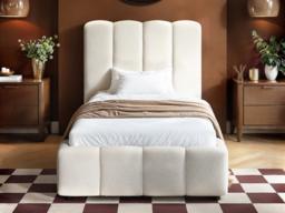SOLACE+CO Emilie Single Ribbed Ottoman Bed Cream Boucle - thumbnail 3