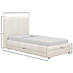 SOLACE+CO Emilie Single Ribbed Ottoman Bed Cream Boucle - thumbnail 7