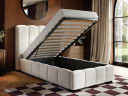 SOLACE+CO Emilie Single Ribbed Ottoman Bed Cream Boucle - thumbnail 2