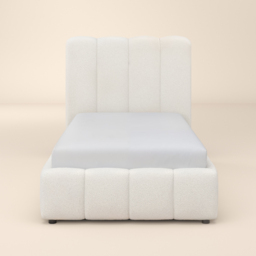 SOLACE+CO Emilie Single Ribbed Ottoman Bed Cream Boucle - thumbnail 6