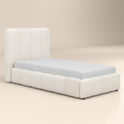 SOLACE+CO Emilie Single Ribbed Ottoman Bed Cream Boucle - thumbnail 5