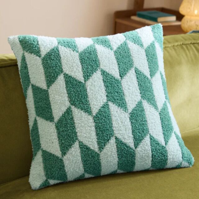 Furn Olsen 45 x 45cm Geometric Polyester Cushion-Green - image 1