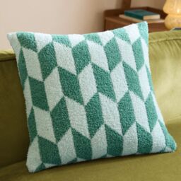 Furn Olsen 45 x 45cm Geometric Polyester Cushion-Green - thumbnail 1