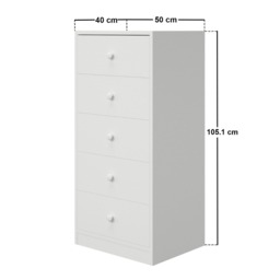 Flair Wizard Chest of 5 Drawers White - thumbnail 5