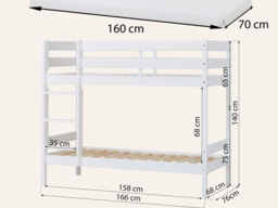 Hoppekids Shorty Bunkbed with Drawers Natural-White - thumbnail 3