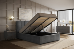 Flair Waltz Kingsize Fabric Ottoman Bed Grey - thumbnail 3