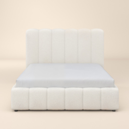SOLACE+CO Emilie Ribbed Ottoman Double Bed Cream Boucle - thumbnail 6