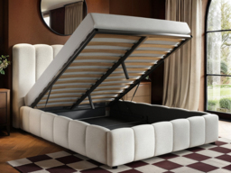 SOLACE+CO Emilie Ribbed Ottoman Double Bed Cream Boucle - thumbnail 2
