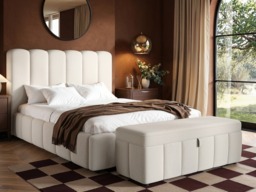 SOLACE+CO Emilie Ribbed Ottoman Double Bed Cream Boucle - thumbnail 5