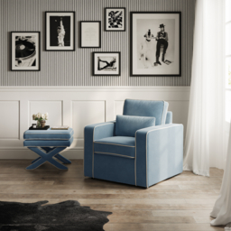 LPD Diego Accent Chair Ice Blue Velvet - thumbnail 1
