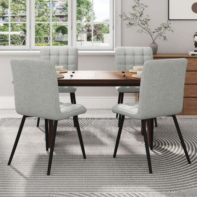 Living & Home 4Pcs Tufted Modern Armless Dining Chairs with Metal Legs - image 1