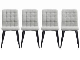 Living & Home 4Pcs Tufted Modern Armless Dining Chairs with Metal Legs - thumbnail 2