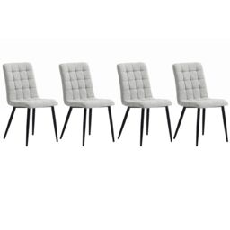 Living & Home 4Pcs Tufted Modern Armless Dining Chairs with Metal Legs - thumbnail 7