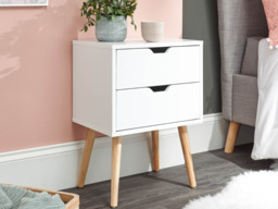 GFW Nyborg Single 2 Drawer Bedside Table - White - thumbnail 2