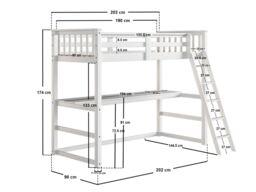 Flair Jules High Sleeper Bed with Desk White - thumbnail 6