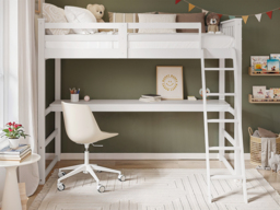 Flair Jules High Sleeper Bed with Desk White - thumbnail 2
