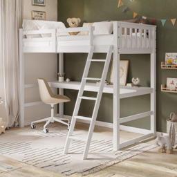 Flair Jules High Sleeper Bed with Desk White - thumbnail 1