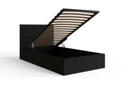 GFW End Lift Ottoman Storage Bed-Black Faux Leather-Single - thumbnail 7