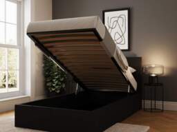 GFW End Lift Ottoman Storage Bed-Black Faux Leather-Single - thumbnail 2
