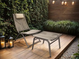 SOLACE+CO Esen Set of 2 Garden Lounge Chairs with Footstool Dark Brown - thumbnail 2