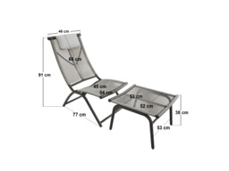 SOLACE+CO Esen Set of 2 Garden Lounge Chairs with Footstool Dark Brown - thumbnail 5
