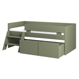 Flair Logan Single Storage Low Sleeper Green Bed - thumbnail 4